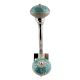Sea Green Striped Crackle Ceramic Silver Iron Hook